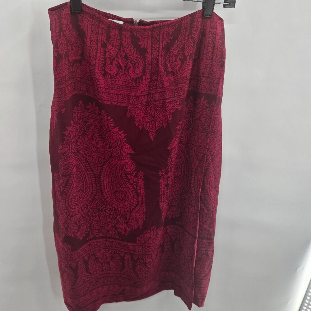 Vintage Talbots Petites Red Silk Blend Midi Skirt Size 12 Petite